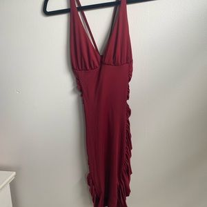 Blush Mark- Roxanne Edwina Red Wood Ruched Dress